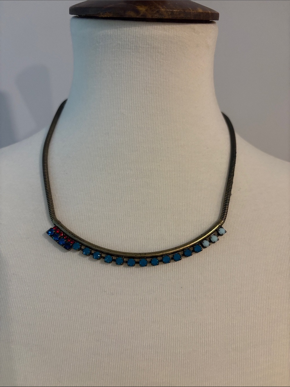 Blue Crystal Bar Necklace - Women Jewelry
